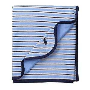 NWT Ralph Lauren Blue Striped Cotton Baby Blanket